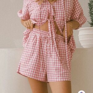 Lullaby Club M/L pink gingham set
